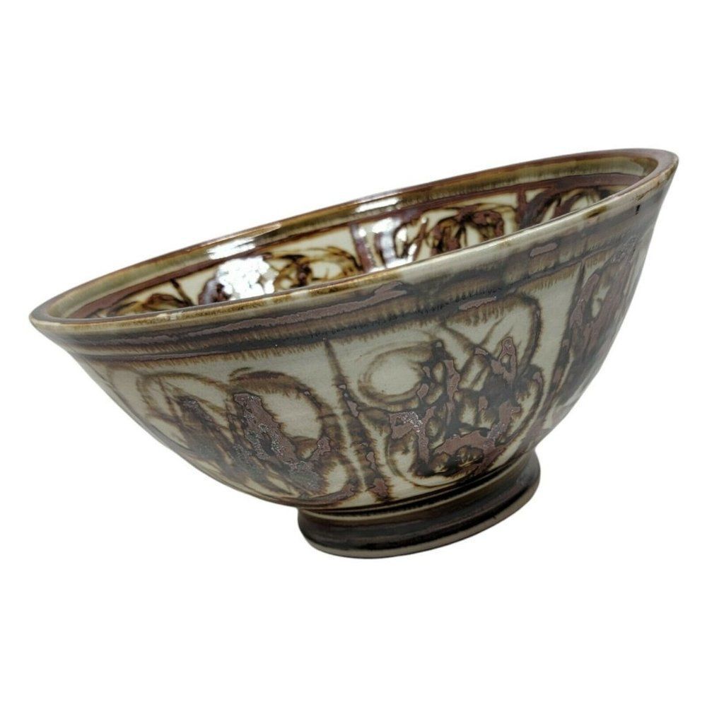 Louis Mideke Studio Pottery Northwest Oriental Asian Inspired Abstract Art Bowl